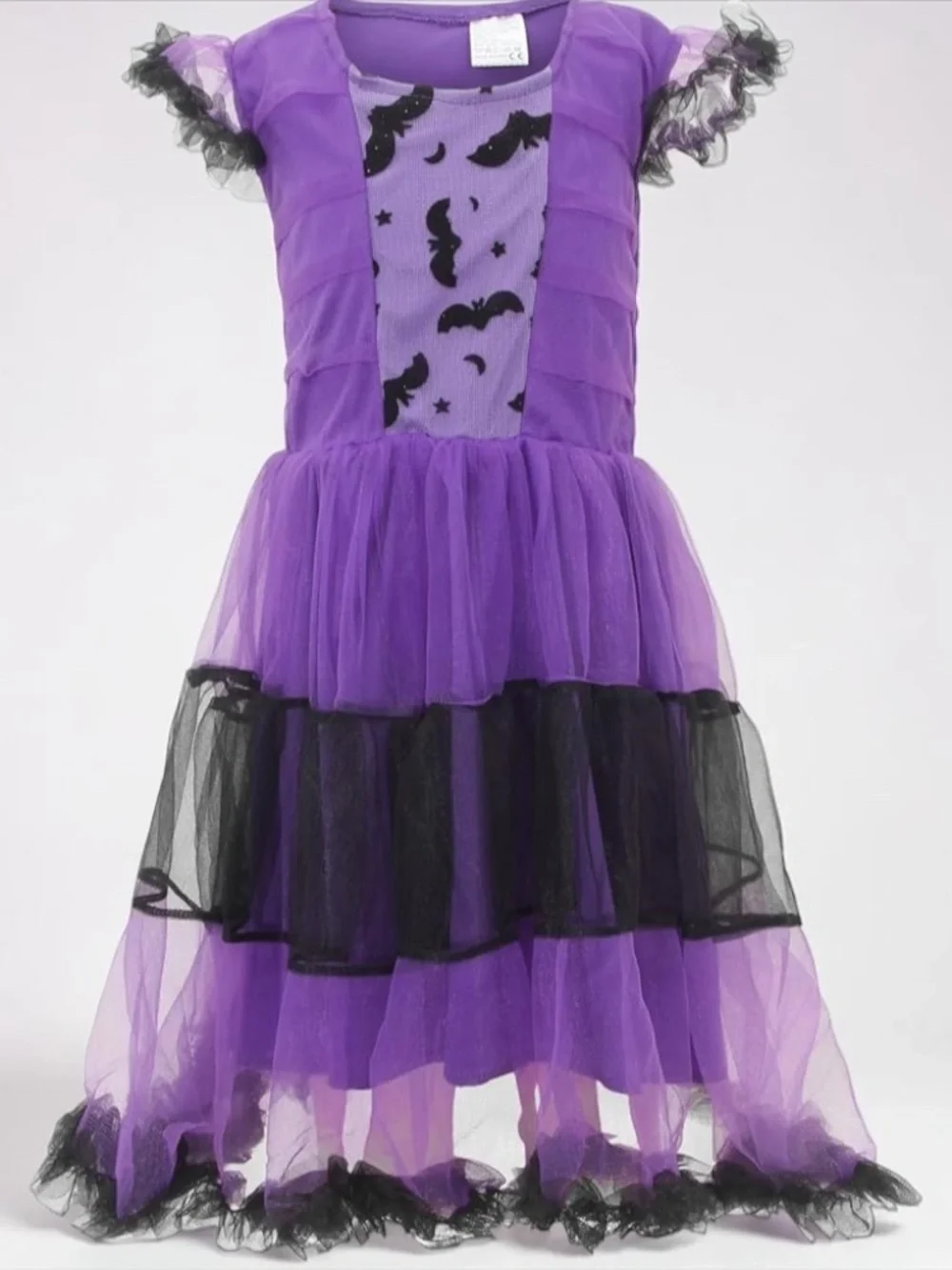 Girls Bat Princess Halloween Costume Purple Dress Kids Size Large Spooky Tutu